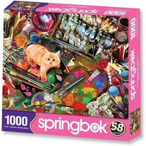 NEW Springbok 1000 piece jigsaw puzzle of Unexpected Mews Kitten‎ & Art Painting